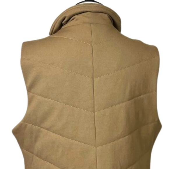 Coldwater Creek Quilted Vest Zip Front Pockets High Collar Tan Women's Size PXL - Picture 8 of 12